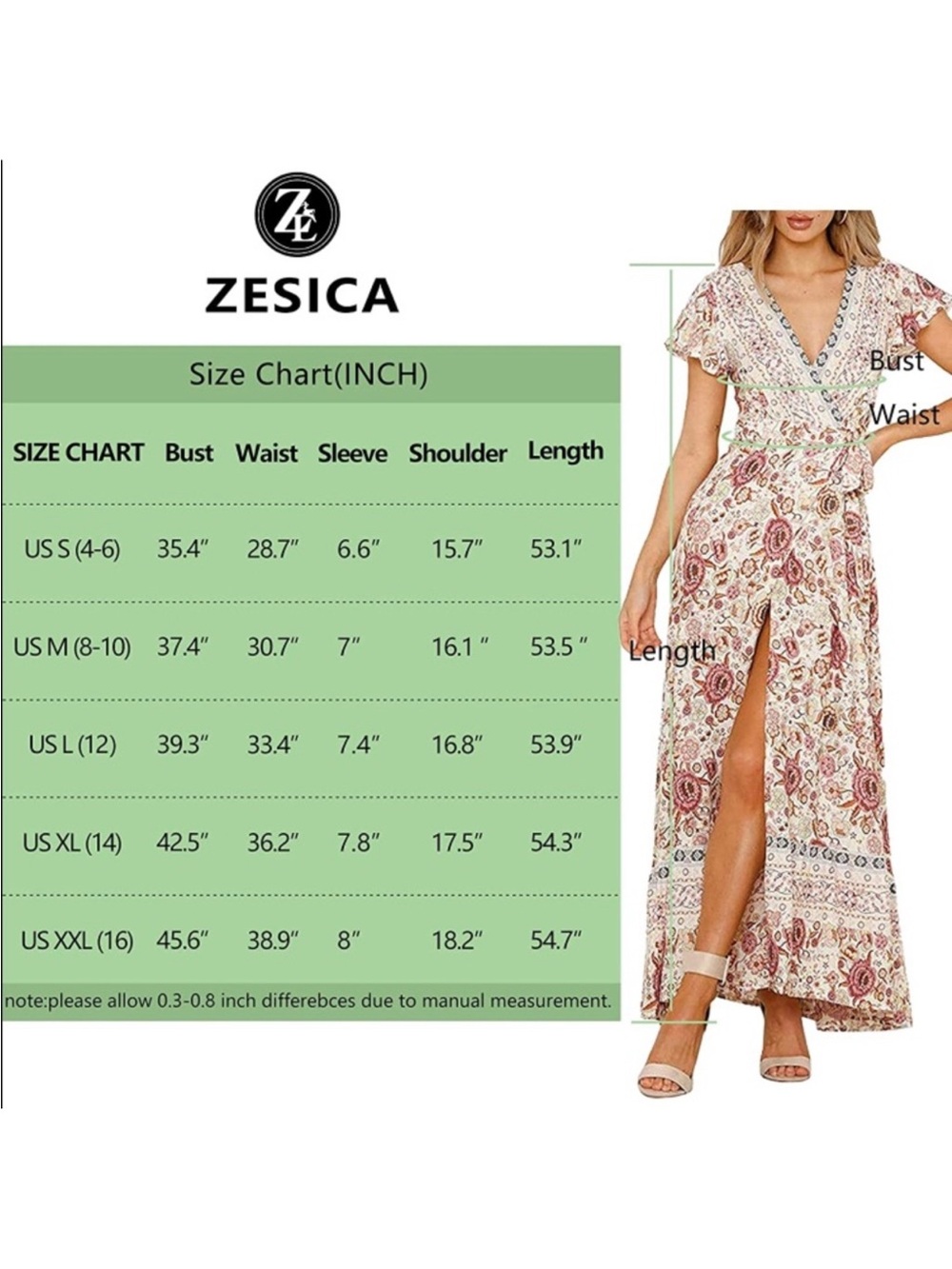 Zesica Floral Wrap Maxi Dress in Cream and Pink